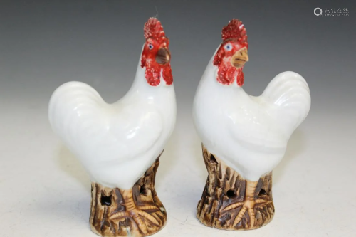 Pair of Chinese Porcelain Roosters.