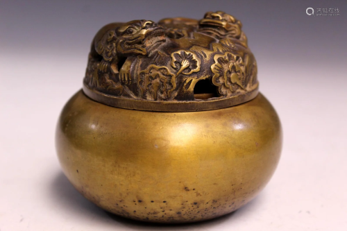 Chinese bronze incense burner, Qing Dynasty.