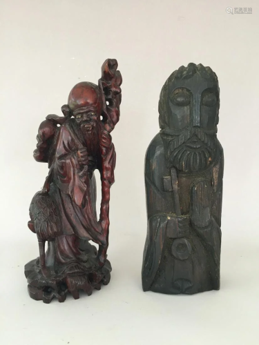 Chinese carved wood figures.