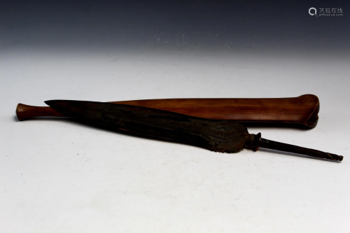 Antique dagger in cedar wood case.
