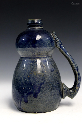 Chinese blue glaze pottery pitcher.