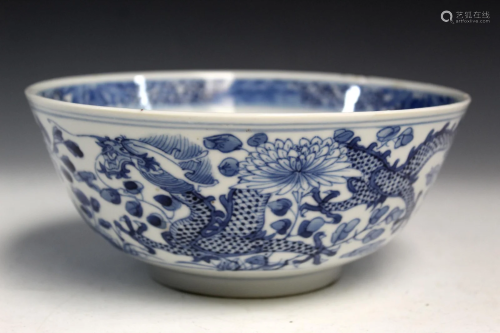 Chinese blue and white porcelain bowl, Kangxi mark,