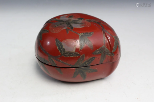 Chinese Red Lacquered Peach Box