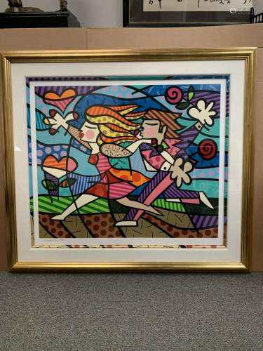 Framed Romero Britto signed limited edition serigraph,