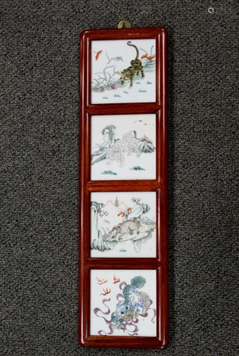 Chinese Porcelain Tile Panel of Animals