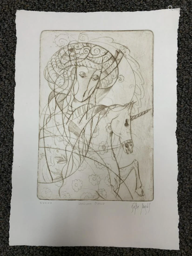 Unframed Csaba Markus signed limited edition etching,