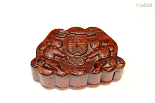 Chinese Carved Rosewood Small Box