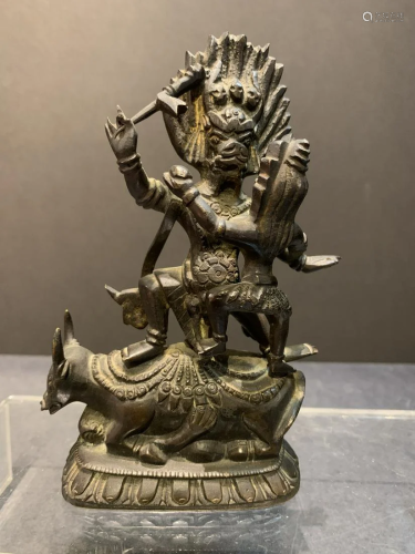Bronze Statue Nandi Bull Hindu Sculpture