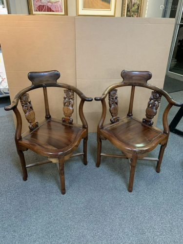 Pair of Chinese Wooden Chairs