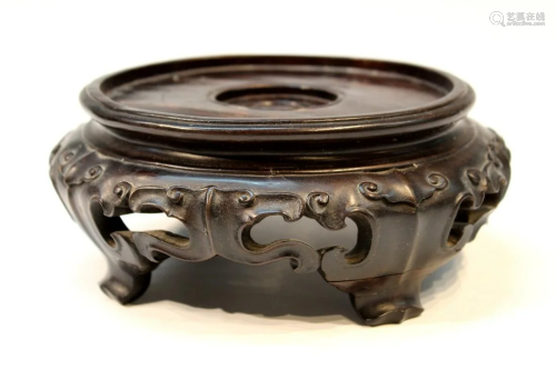 Chinese Carved Zitan Wood Stand