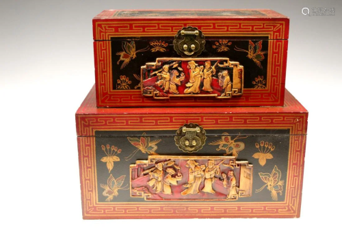 Two Chinese Wood Boxes