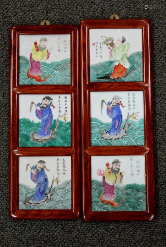 Two Chinese Porcelain Tile Panels