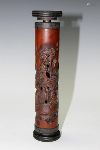 Chinese Carving Bamboo Incense Holder