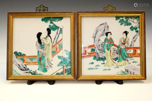 Two Chinese Painted Porcelain Plaques