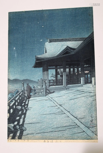 Kiyomizu Dera Temple in Kyoto by Kawase Hasui, Japanese