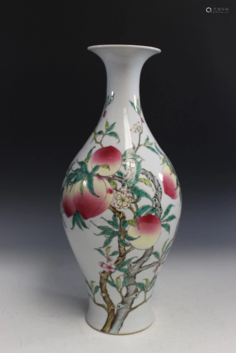 Chinese Famille Rose Porcelain Peach Vase