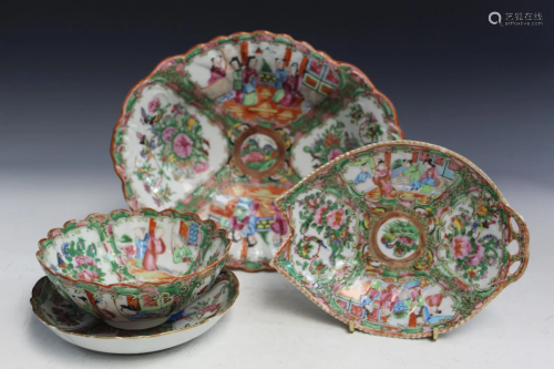 Four Chinese Rose Medallion Porcelain Items