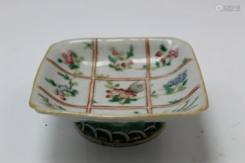 Chinese Porcelain Famille Rose Stem Dish with Flowers