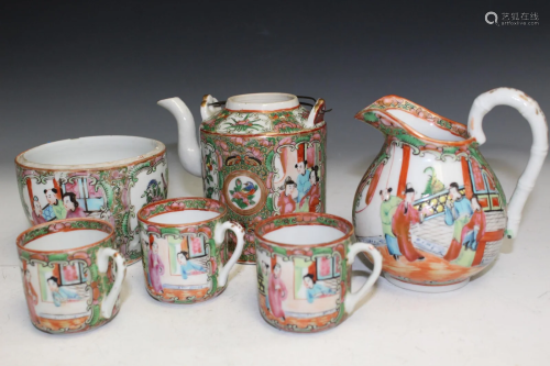 Group of Six Chinese Rose Medallion Porcelain Items