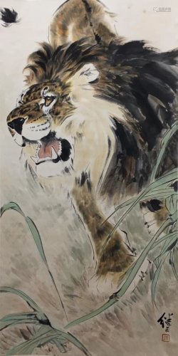 TRADITIONAL CHINESE PAINTING OF LION, LIU JIYOU