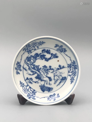 BLUE AND WHITE 'FIGURES' PORCELAIN PLATE