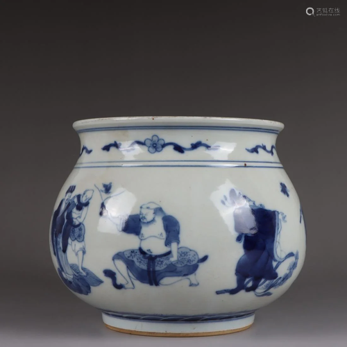 BLUE AND WHITE 'EIGHT IMMORTALS' PORCELAIN JAR