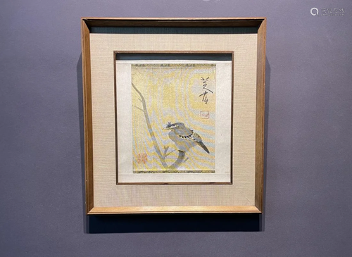 CHINESE PAINTING OF PERCHED BIRD, BADA SHANREN