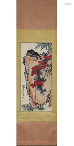 PAINTING OF BIRDS PERCHED ON ROCK, PAN TIANSHOU