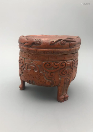 BAMBOO CARVING TRIPOD CENSER