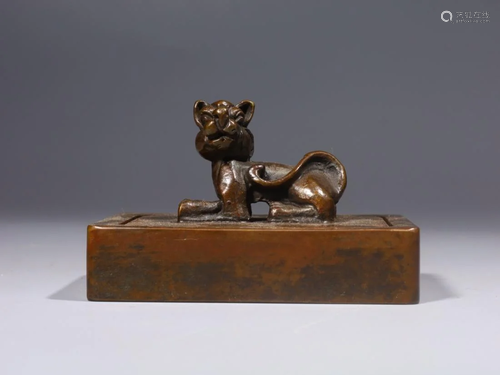 AN 'AUSPICIOUS BEAST' SQUARE BRONZE SEAL