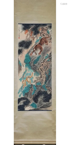 PAINTING OF MONKEYS AND TIGER, HE XIANGNING