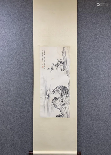 TRADITIONAL CHINESE INK PAINTING OF A TIGER, PU RU