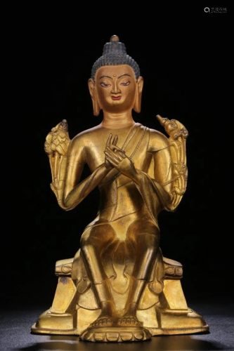 GILT BRONZE STATUE OF MAITREYA BUDDHA