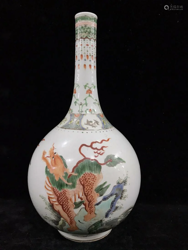 WUCAI 'KYLIN' PORCELAIN BILE BOTTLE VASE