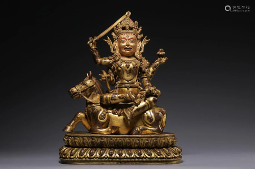 GILT BRONZE STATUE OF HAYAGRIVA BUDDHA