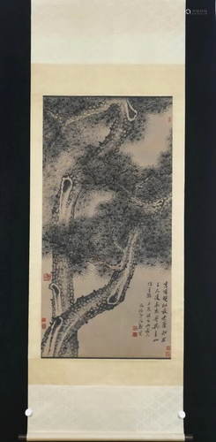 CHINESE PAINTING OF PINE TREES, ZHENG BANQIAO