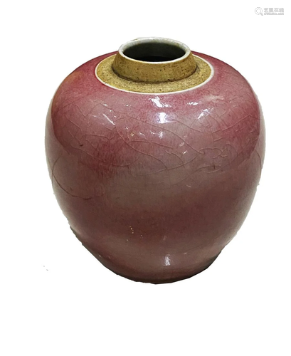 A PEACHBLOOM-GLAZED PORCELAIN JAR