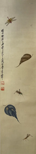 CHINESE PAINTING OF INSECTS AND LEAVES, QI BAISHI