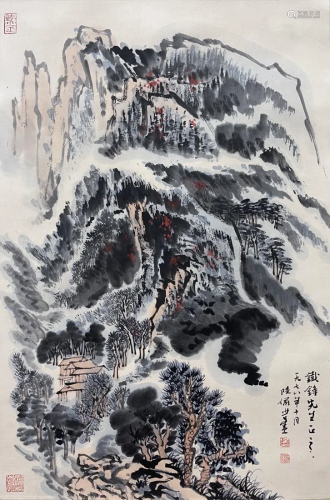 CHINESE PAINTING OF MOUNTAIN SCENERY, LU YANSHAO