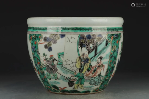 CHINESE WUCAI OPEN FACE PORCELAIN VAT