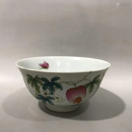 FAMILLE ROSE 'BUTTERFLY AND FRUITS' BOWL