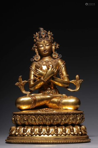 GILT BRONZE STATUE OF VAJRADHARA BUDDHA