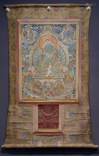 A THANGKA OF GREEN TARA