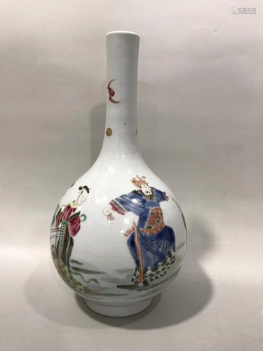 CHINESE FAMILLE ROSE 'FIGURES' BILE BOTTLE VASE