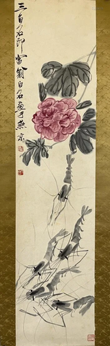 CHINESE PAINTING OF SHRIMPS AND FLOWER, QI BAISHI