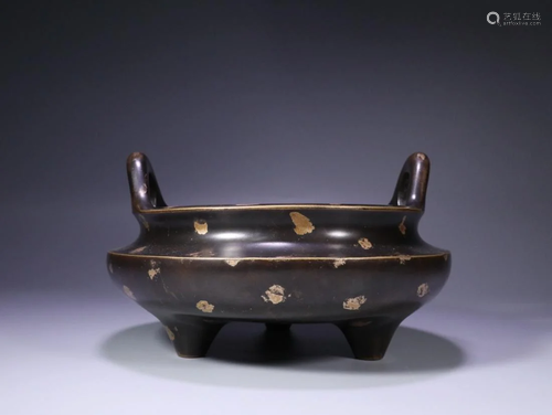 GOLD-STIPPLING BRONZE TRIPOD CENSER