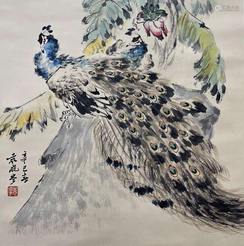 CHINESE PAINTING OF PEACOCK, YUAN XIAOCEN