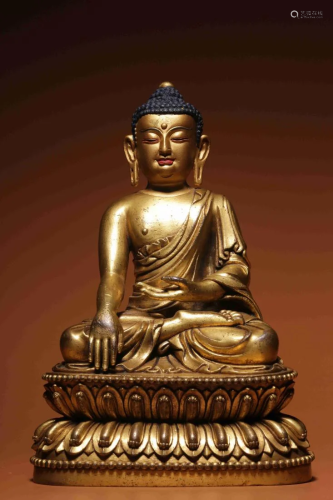 GILT BRONZE FIGURINE OF SAKYAMUNI