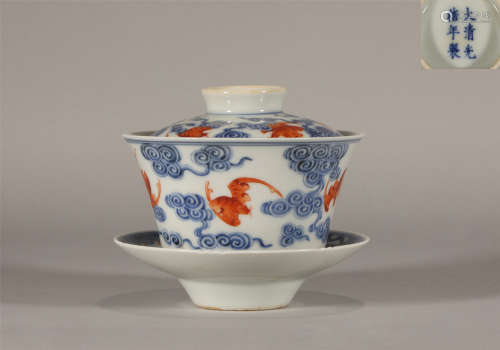 Qing Guangxu Blue and White Fanhong Yunfu Pattern Bowl.