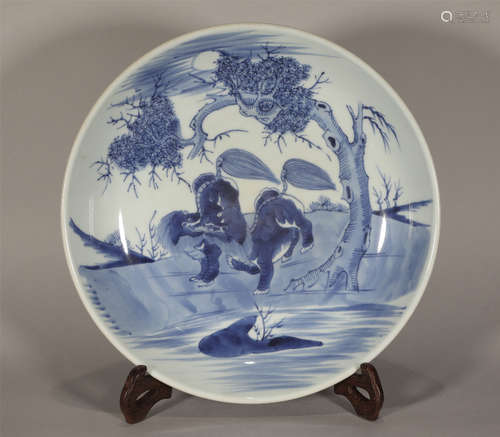 Blue and White Plate Yongzheng Style